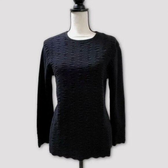 Saint Charles Black Textured Knit Sweater Made in France Women’s Medium - Picture 1 of 6